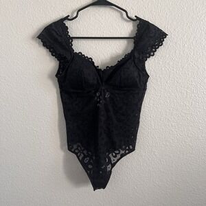 Gilly Hicks Women's Small Lace Bodysuit Whimsigoth Witchy Empire Waist Coquette